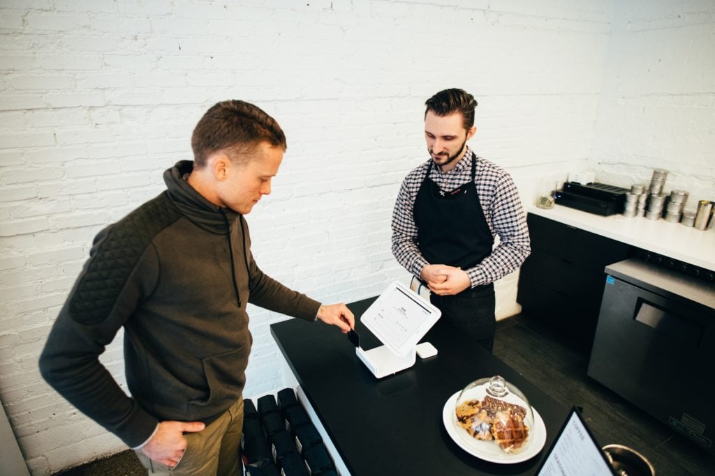 Customer interacting with a product