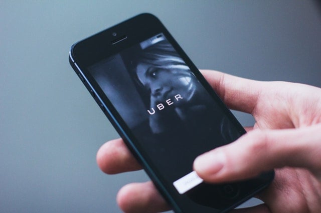 phone with the uber app